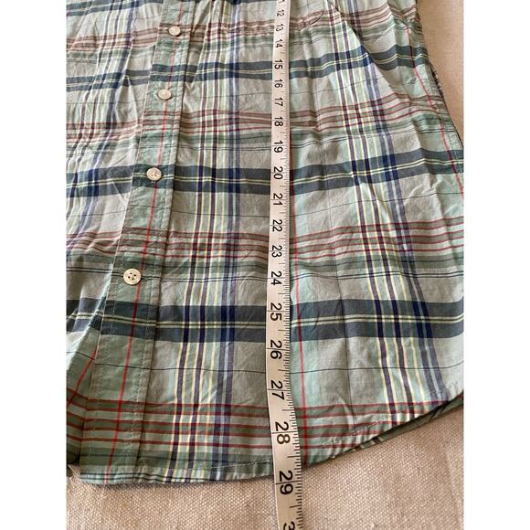 Gap Shirt Mens Size Medium Slim Fit Button Up Collared Green Plaid Casual Shirt - Picture 11 of 13